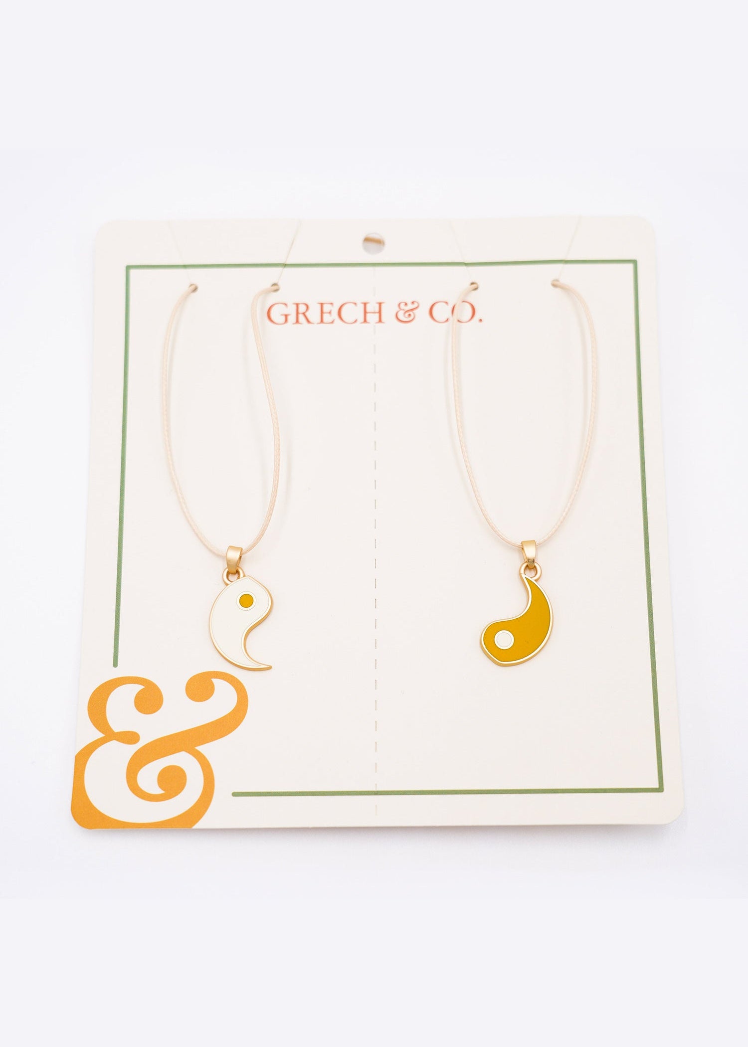 Grech & Co girls friendship necklace yin yang set of 2 - eco-friendly kids jewelry with enamel design