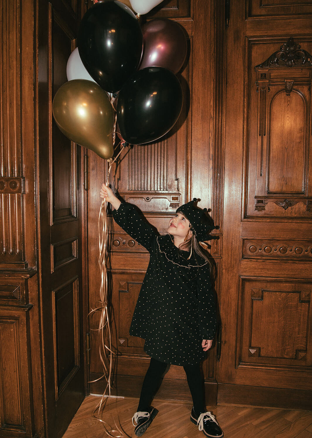 Adjustable black princess crown detail - high quality fabric girls hair accessory for parties and dress-up