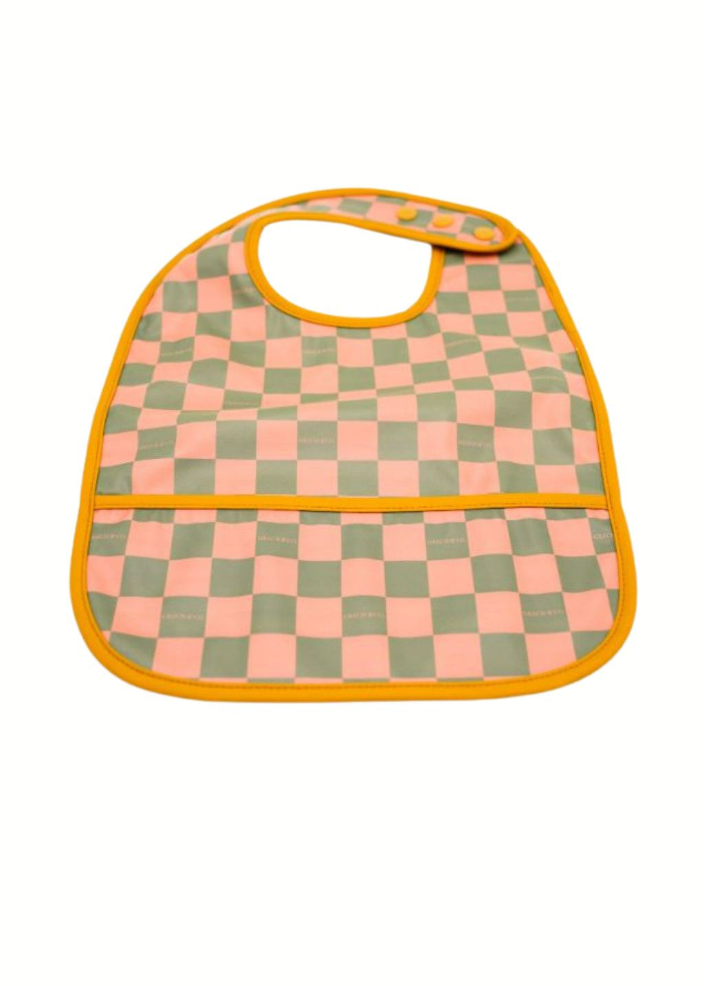 Grech & Co. sustainable baby bib in classic checks pattern – OEKO-TEX certified recycled PU with catch-all pocket