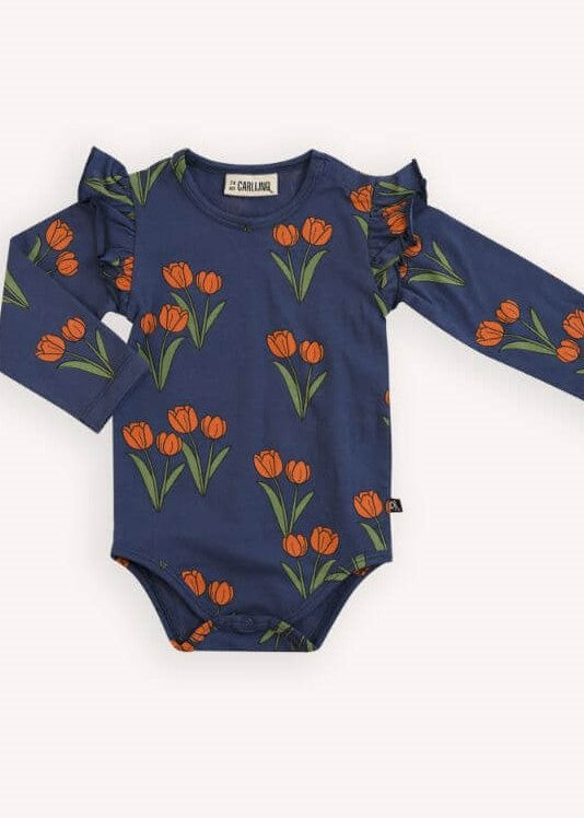 CarlijnQ tulip print baby bodysuit GOTS organic cotton - eco baby gift MiliMilu