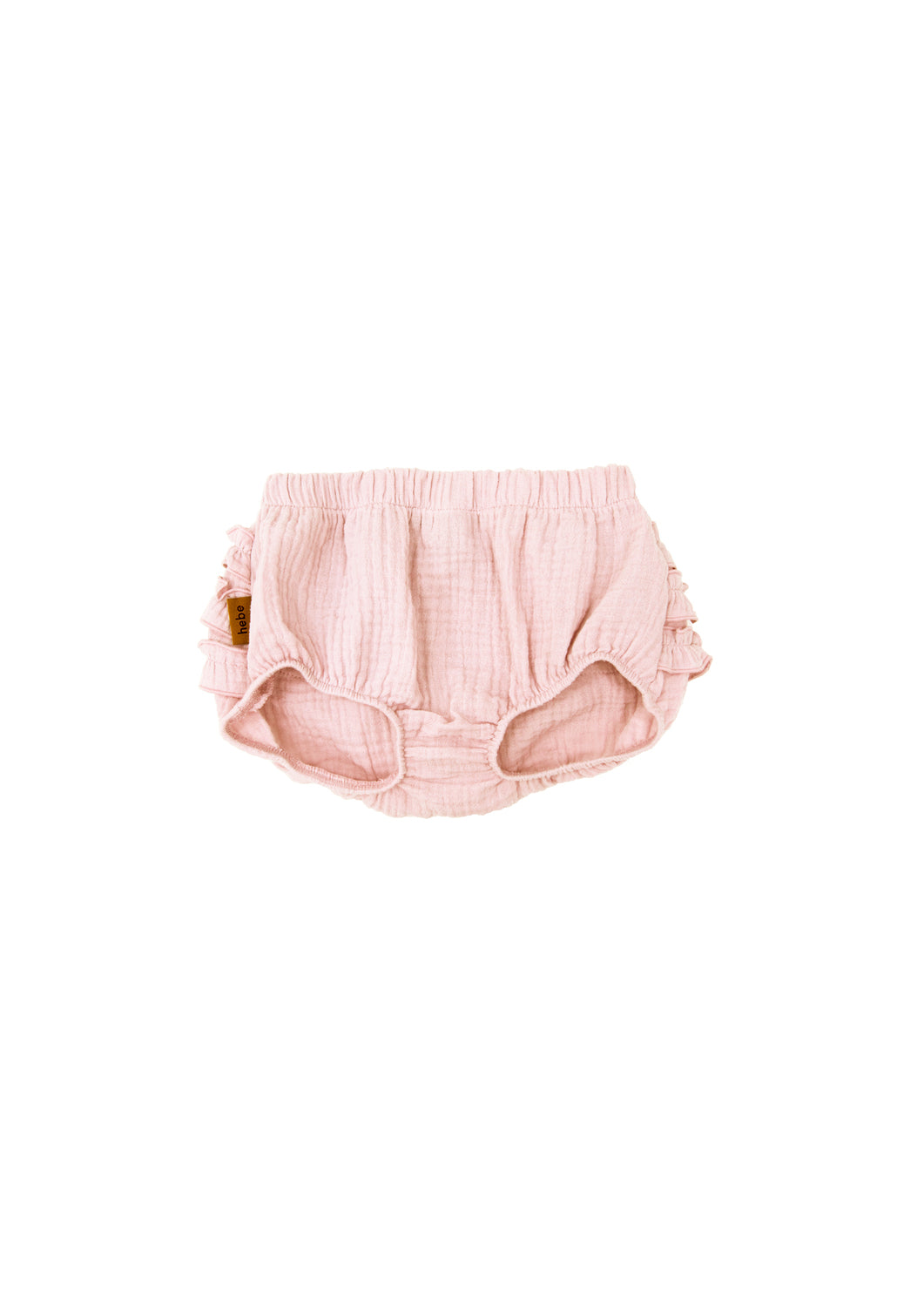 Breathable pink cotton baby girl bloomers with ruffles is the most adorable baby girls outfit. Muslin baby clothing and baby cothing that is practical.