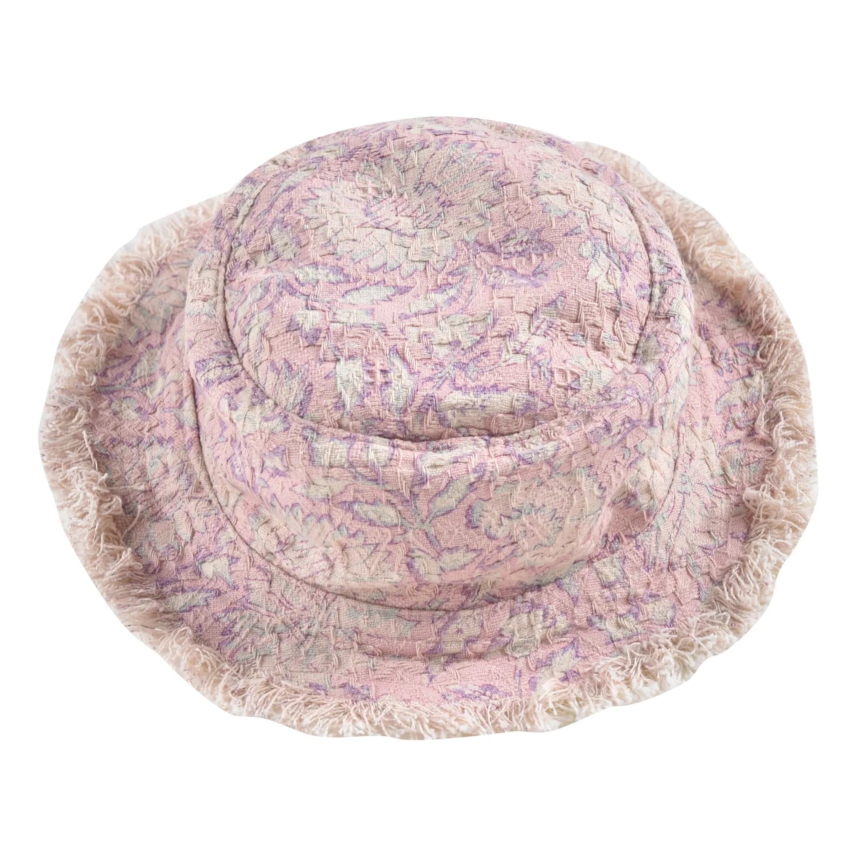 Reversible baby sun hat Lajik - pink floral print side showing French-inspired design by Louise Misha