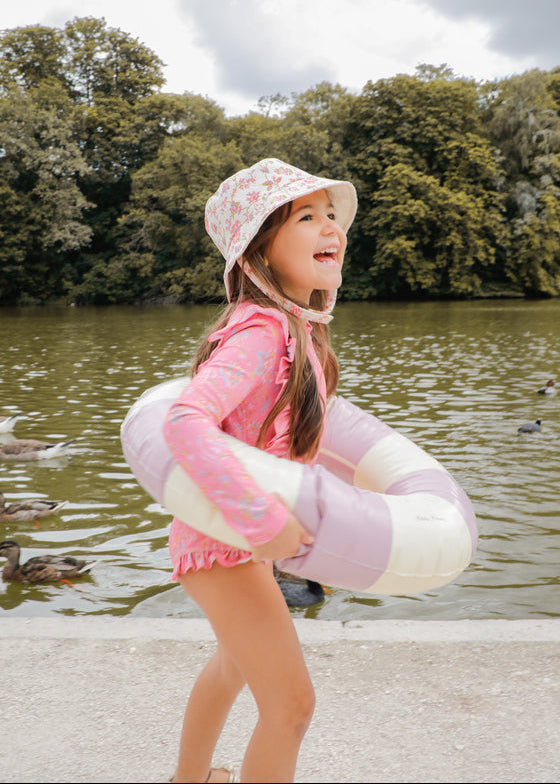 Best toddler swimwear — Louise Misha Aurelia UV swimsuit in Pink Mallow Romance, recycled eco-friendly fabric