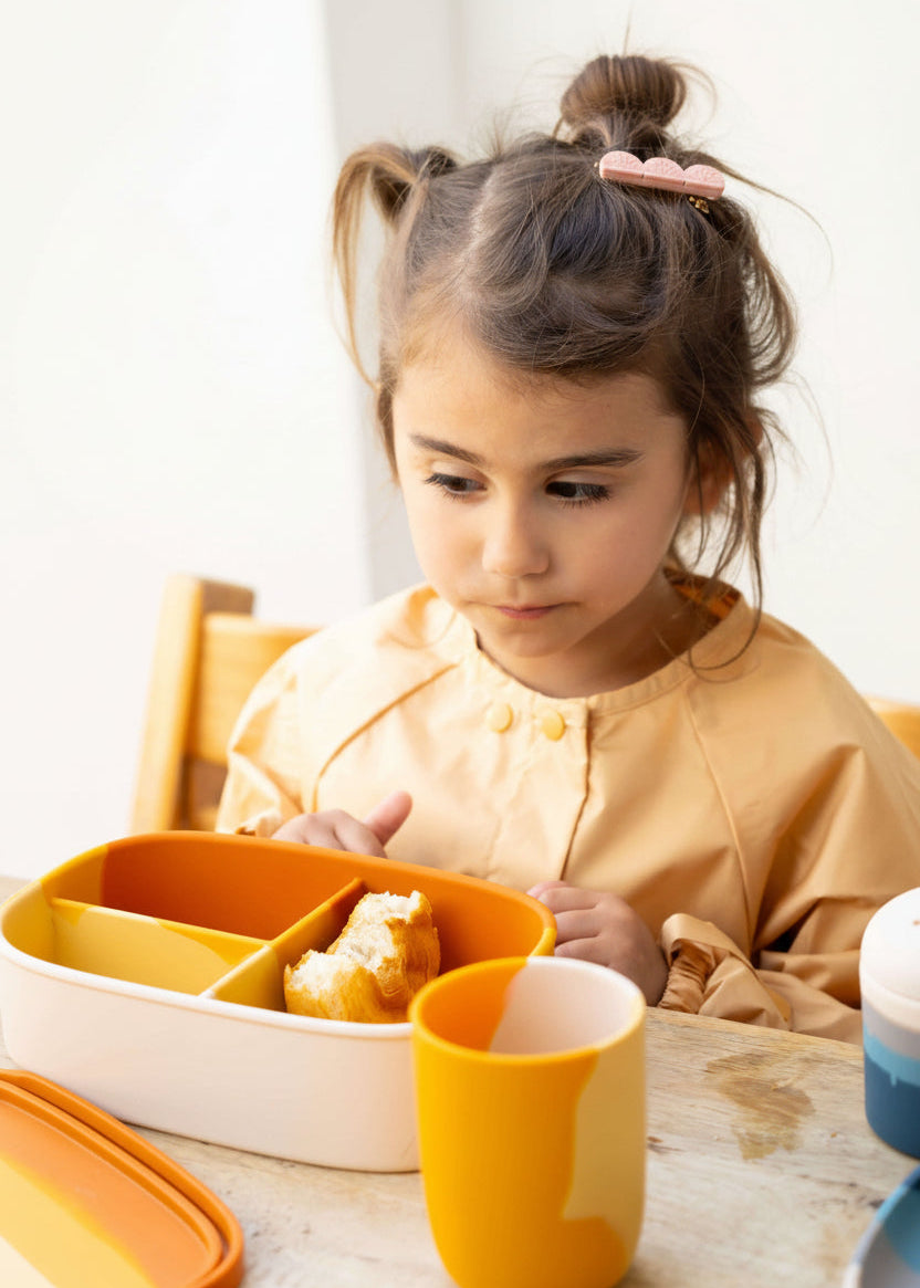 Set of 2 orange LFGB-grade silicone cups for toddlers by Grech & Co – BPA-free | Milimilu HK SG AU JP