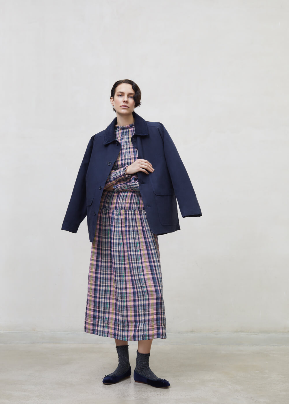 Checkered women midi dresses, BCI cotton women dress - lightweight and versatile dress maxi dress from muslin. Women maxi dress & sustainable women fashion.