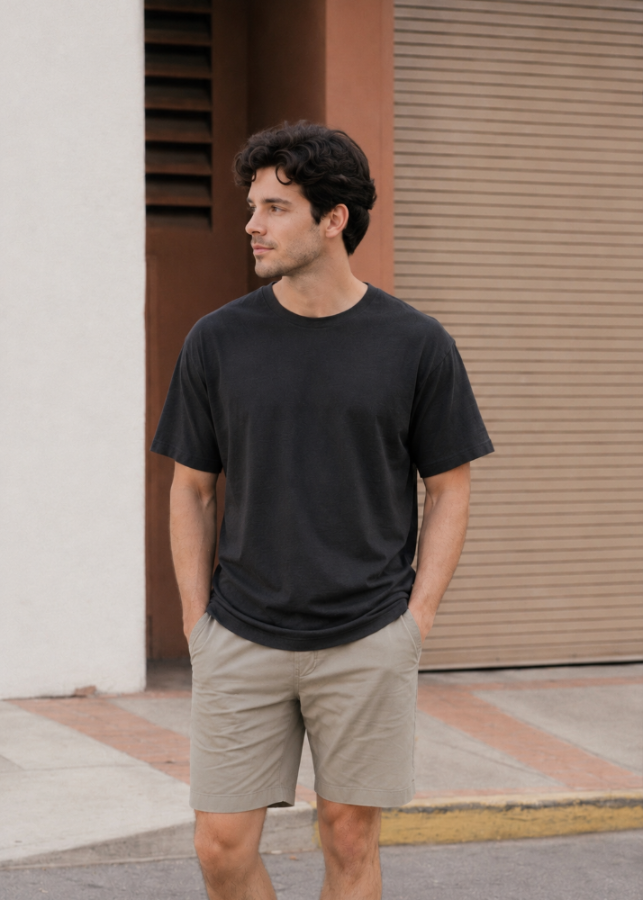 Man and woman wearing black bamboo T-shirts — sustainable unisex fashion by MiliMilu