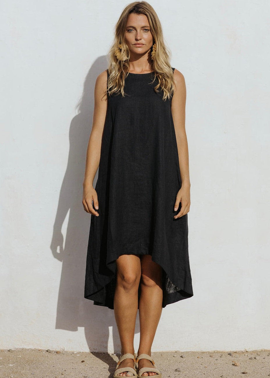 Women Black Linen Dress Royal Toscana | MagicLinen European Linen Milimilu.com Women Black Linen Dress Royal Toscana | MagicLinen European Linen Milimilu.com