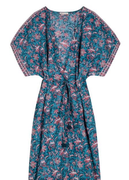 Blue Garden of Eden Kimono, Sustainable Beach Cover-Up & Casual Dress Louise Misha