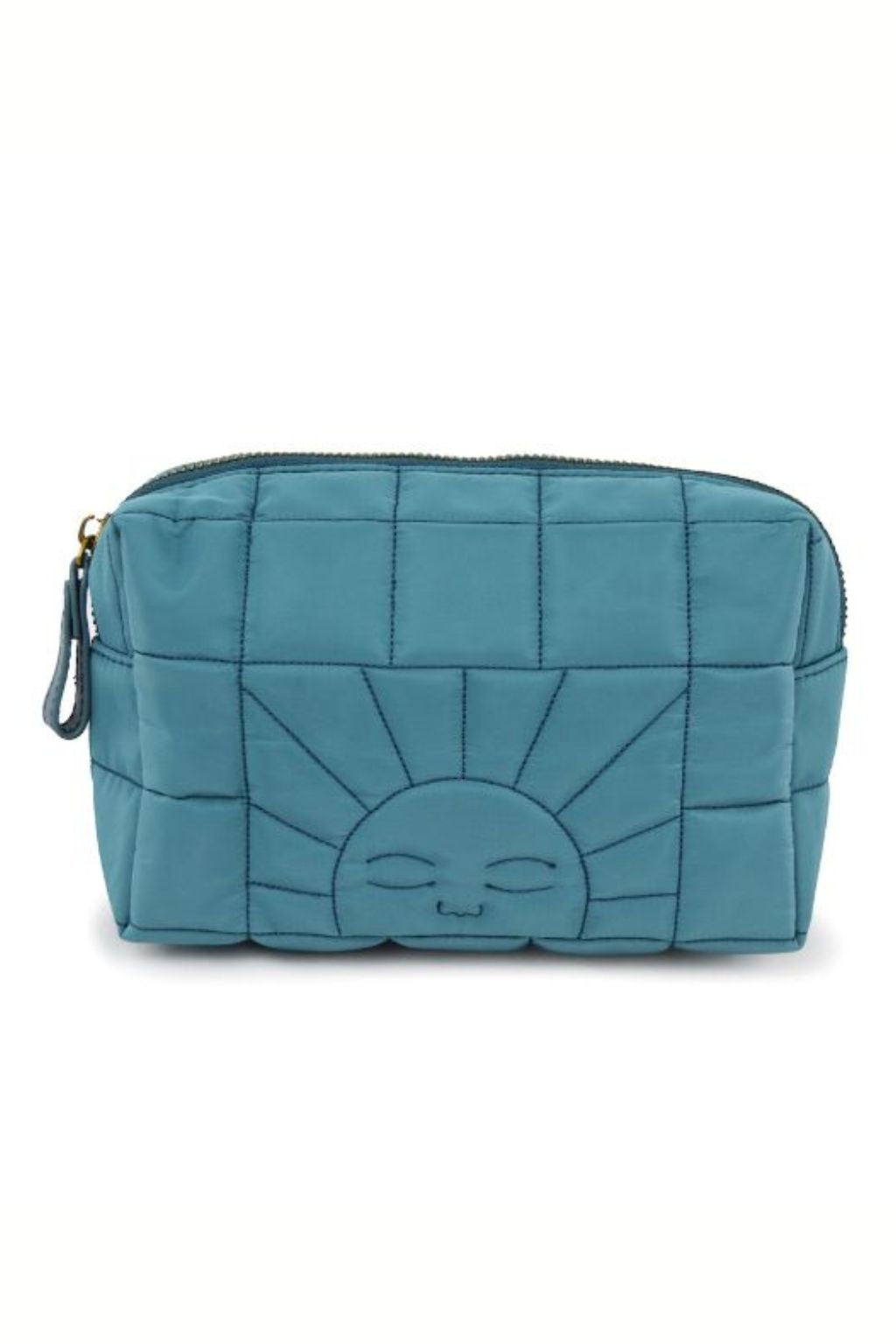 Sustainable travel pouch in blue is made from recycled bottles & is weatherproofed & fashionable. Shop best sustainable gifts and traveler gifts online.