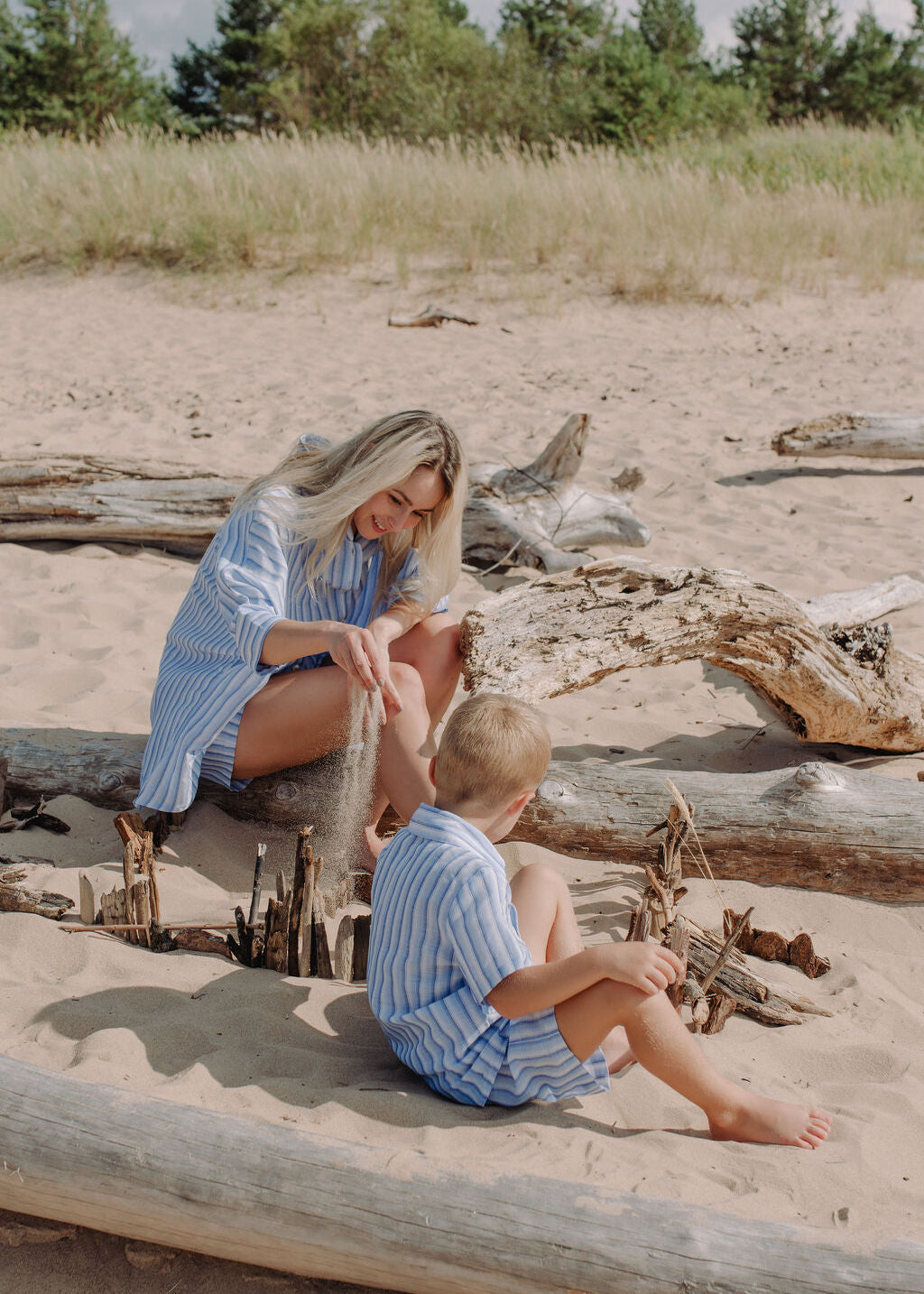 Boys Linen Shorts with Matching Shirt, Complete Sustainable Kids Outfit