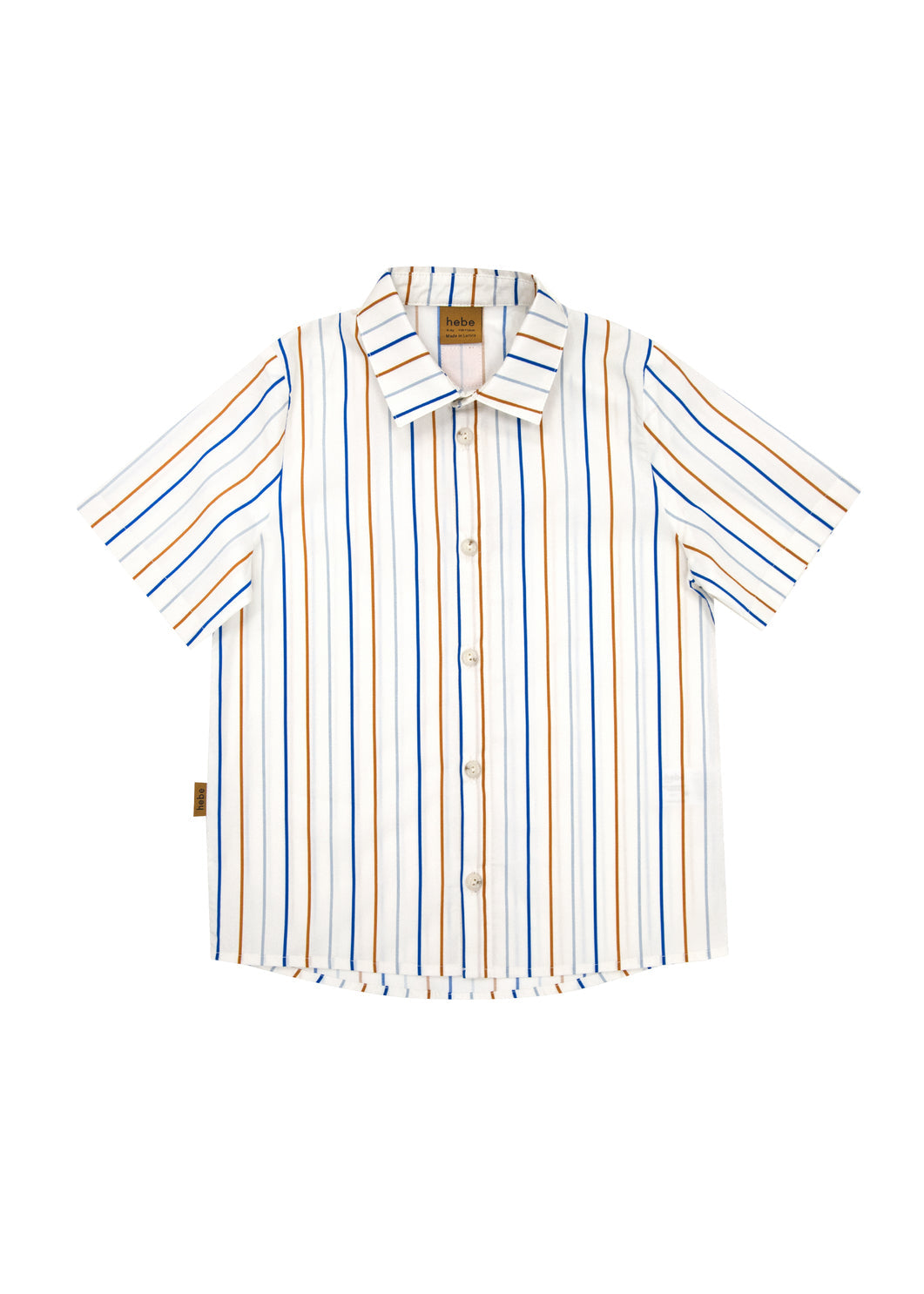 oys striped shirt in blue and sand colors - formal kids shirt perfect for parties and special occasions