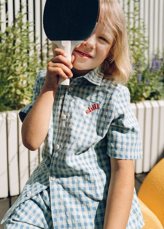 Boys checkered shirt Chill – lightweight organic cotton kids shirt by Hebe, made in Latvia | Milimilu HK SG AU