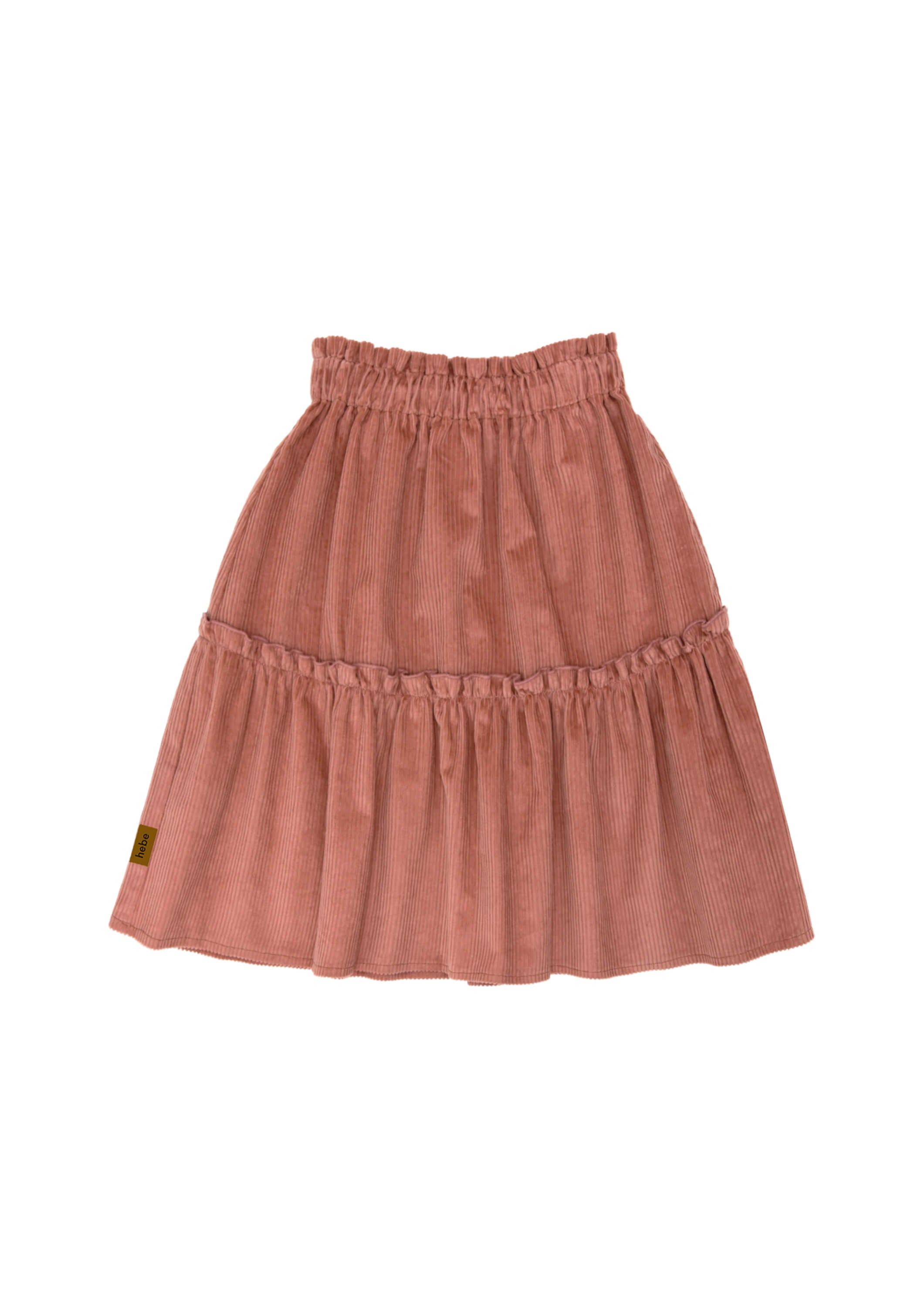 Girls pink corduroy midi skirt with voluminous silhouette – Hebe ethical kids fashion