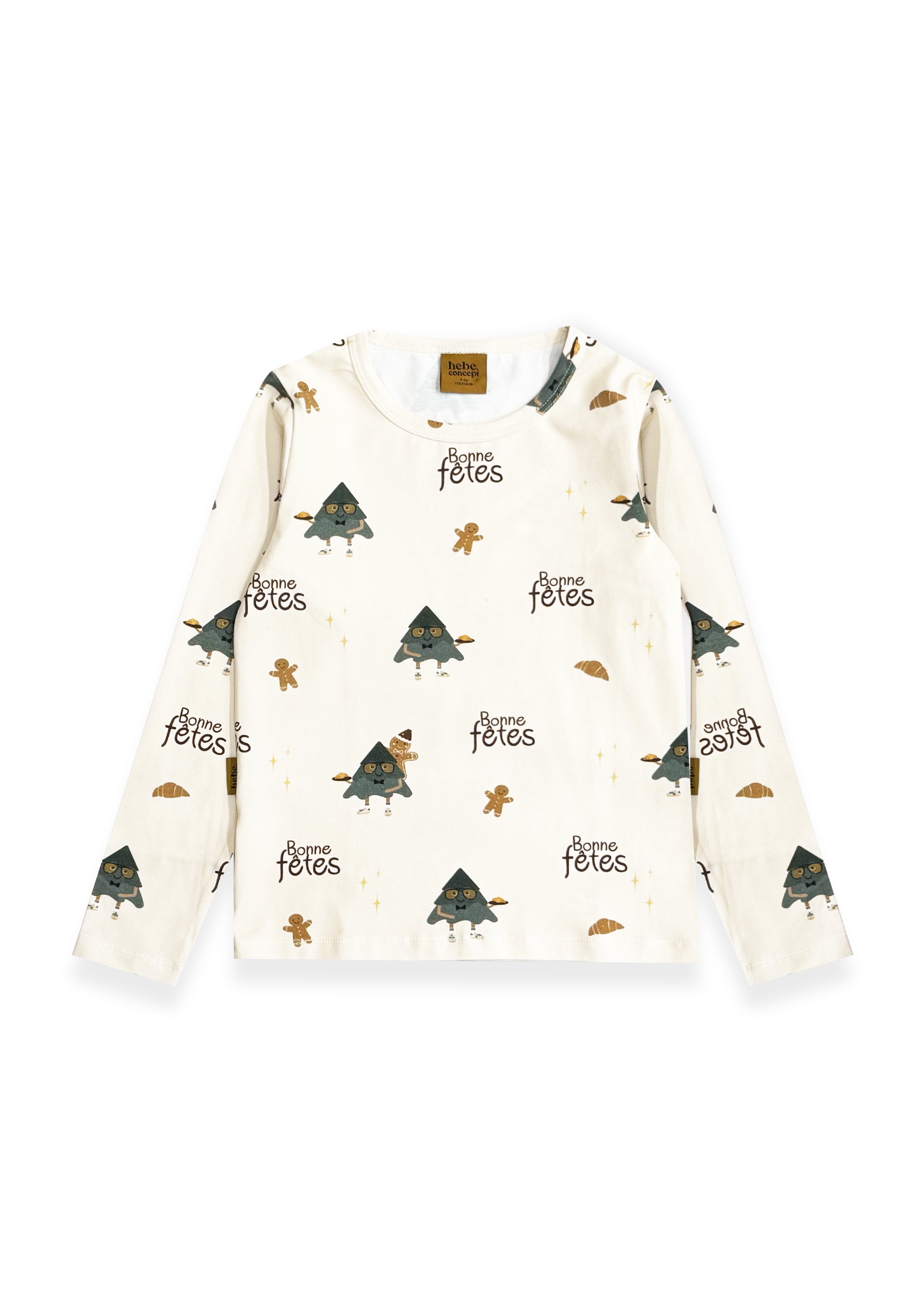 Kids festive season sweatshirt with Christmas tree and snowman pattern, organic cotton holiday wear