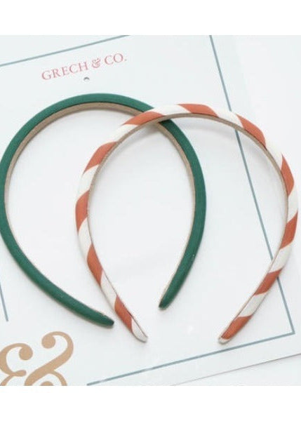 Organic cotton headbands set in Stripes Atlas and Tierra patterns - eco-friendly girls hair accessories by Grech & Co