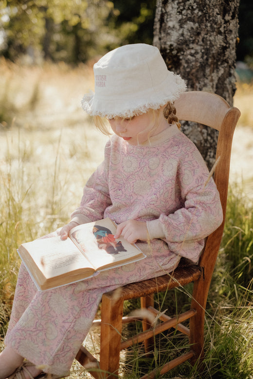 Kids and baby bucket sun hat, which is not only lightweight and stylish also comes in flower print. Designed by Louise Misha. Mini Me matching is available