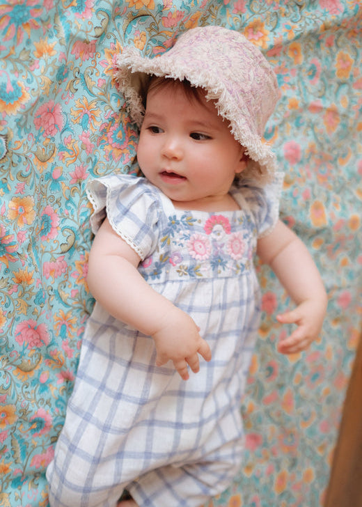 Kids reversible bucket hat in pink floral print - lightweight summer accessory for Hong Kong Singapore Australia