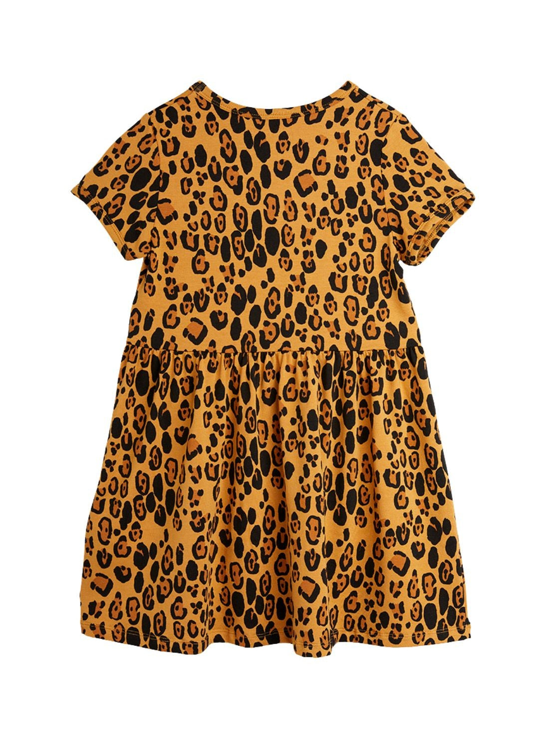 Mini Rodini girls leopard dress front view - short sleeve sustainable fashion
