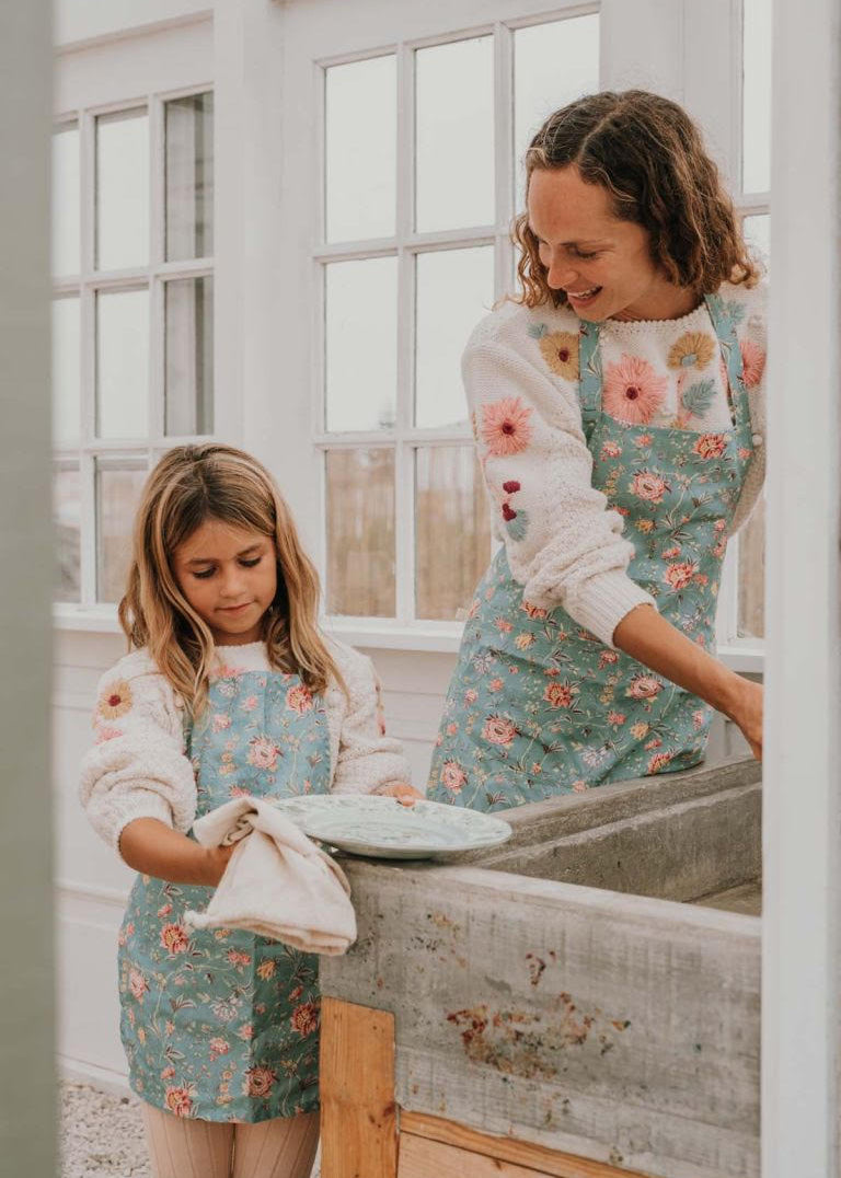 Mini Me kid's apron in bohemian floral print — organic cotton by Louise Misha | MiliMilu