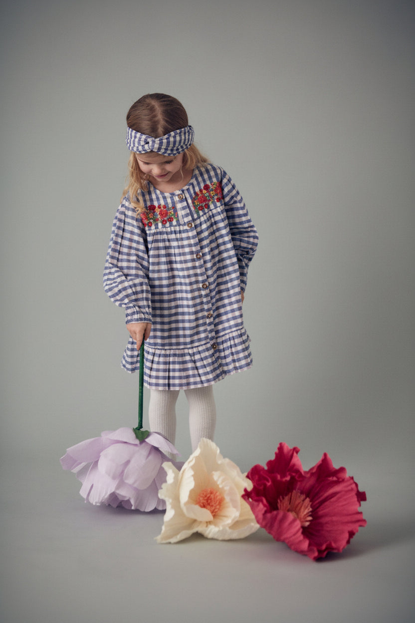 Mommy and me matching blue purple checks - Massilia dress and Noelianne blouse Louise Misha