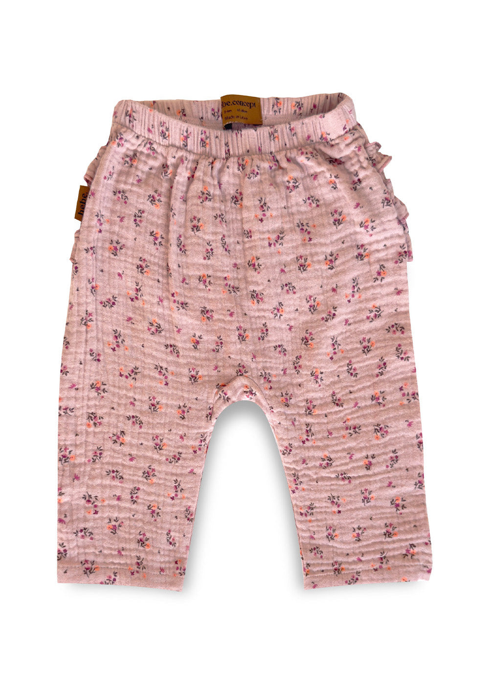 Baby girl muslin pants back ruffles detail - sustainable baby clothing Singapore