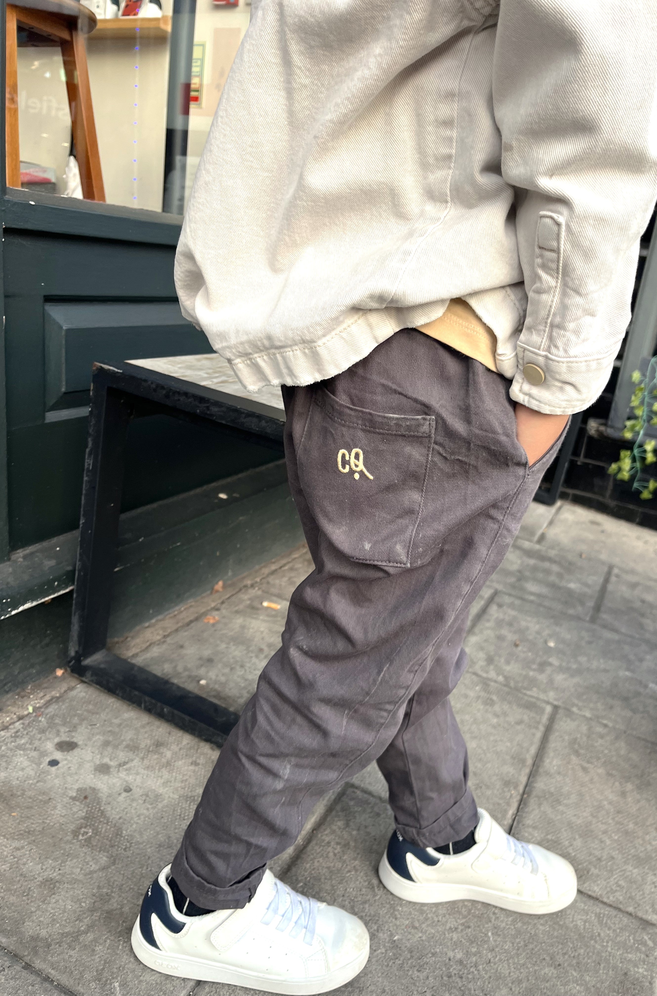 The organic cotton kid's and teen chinos in denim are comfortable and Organic cotton kids & teen chinos in denim can be worn as kids smart trousers or casual pants. The best quality kids chinos, check out the best kids clothing.