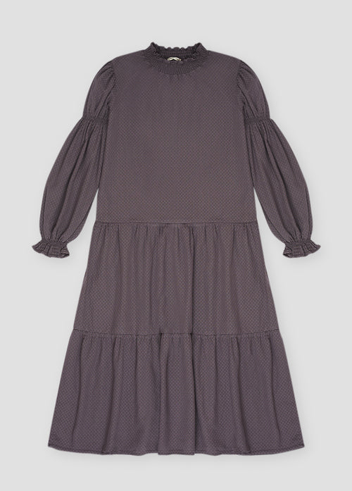 Breathable organic cotton women midi dress is flowly and lightweight, made with organic cotton fabric in plum colour. Mini Me fashion is available at MiliMilu.