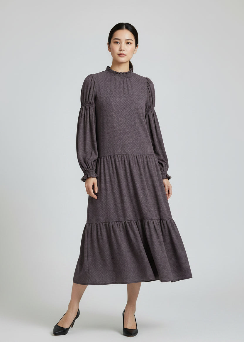 Brigette Women's Organic Cotton Midi Dress in Plum — The New Society, Hong Kong