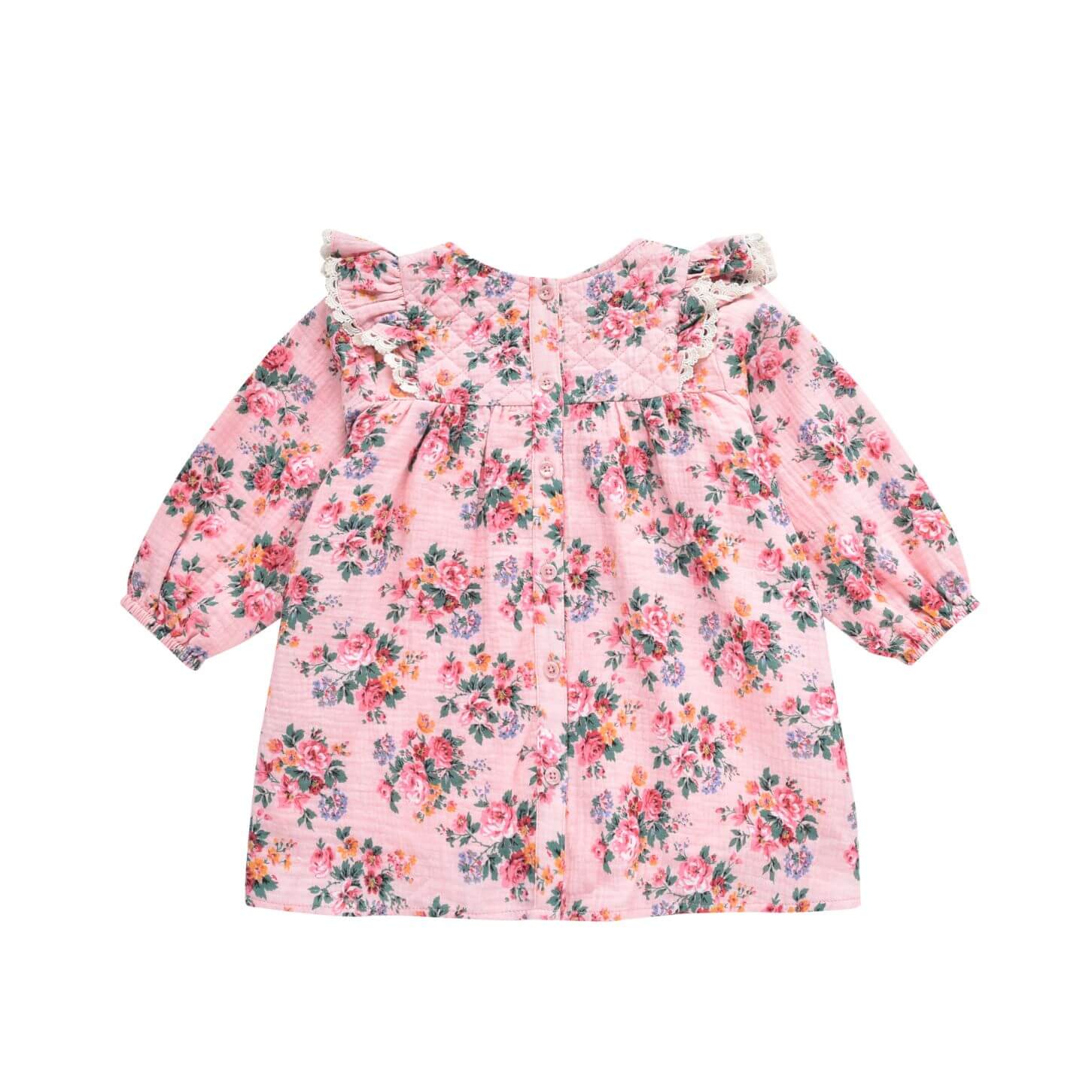 Organic cotton girl dress beautiful pink flower print by Louise Misha online at MiliMilu. Girl dress for parties, day-to-day wear and the most popular dress.