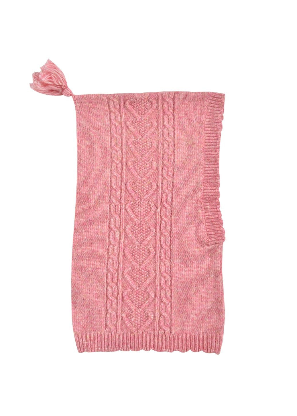 Pink merino wool hood for girls; versatile winter hat and scarf by Louise Misha
