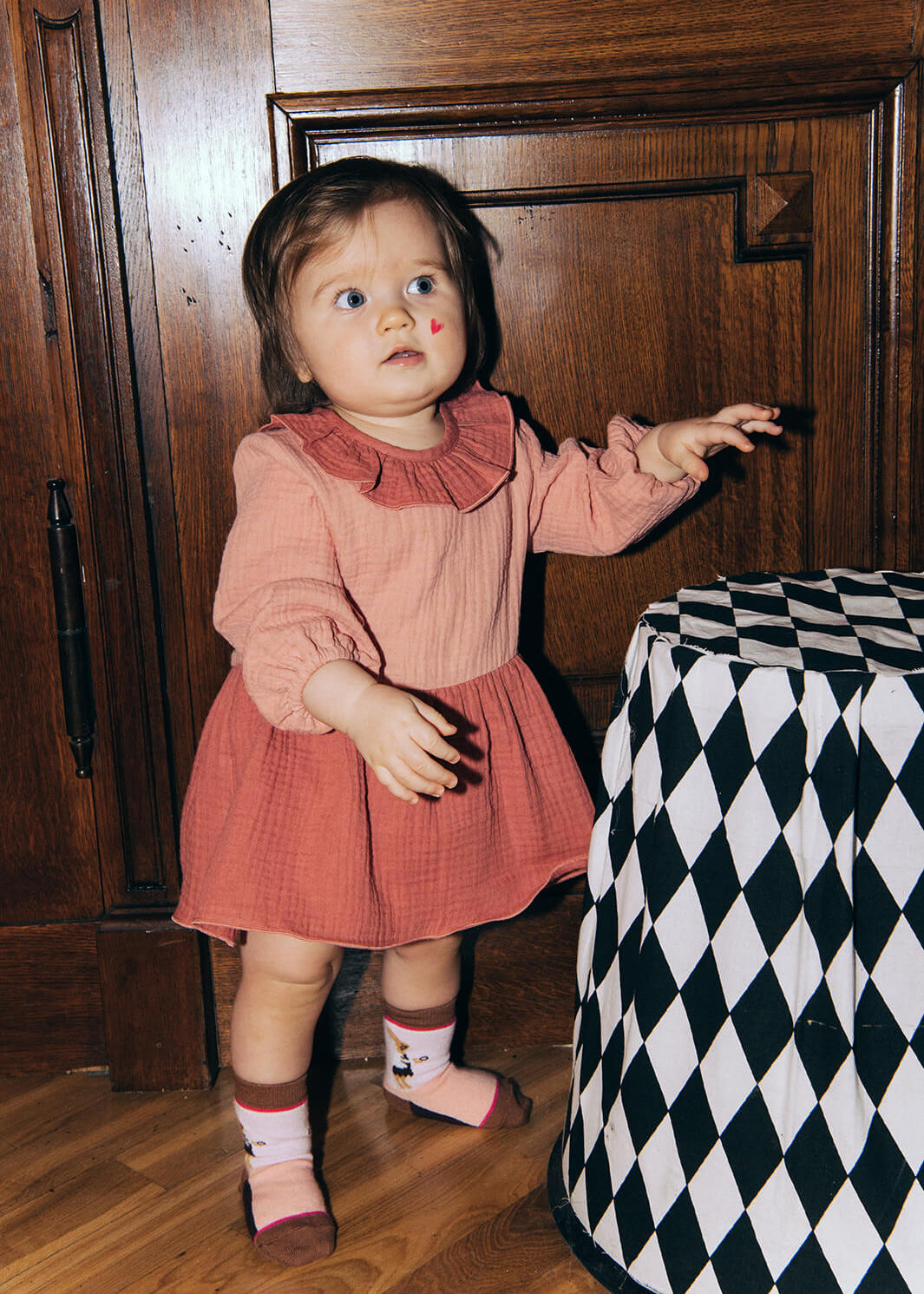Hebe pink muslin body dress for baby girls — breathable organic cotton, snap buttons | MiliMilu