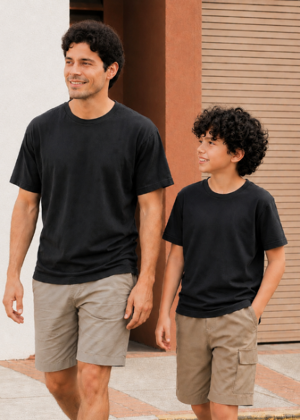 Sustainable black bamboo T-shirt for kids aged 2–12 — available in Hong Kong, Singapore, Australia & UK