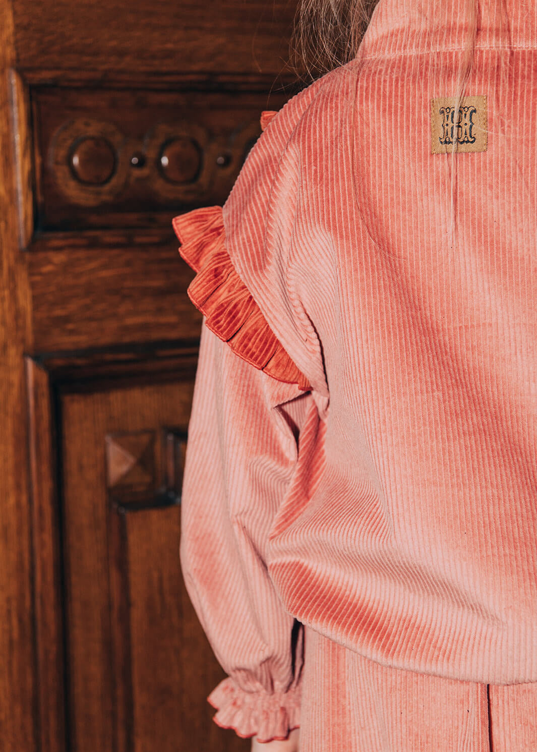 Unique kids corduroy jumper in pink – Hebe fair trade girls clothing for toddlers to tweens