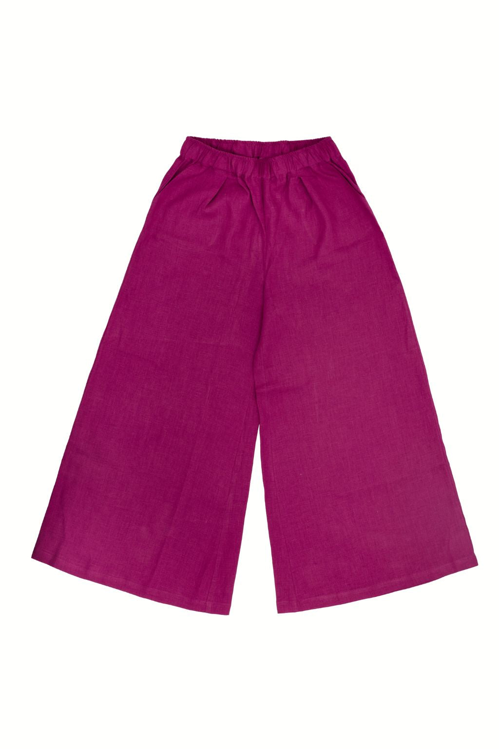 Sustainable & breathable womens linen pants in raspberry are handcrafted from soft-washed linen. Eco-friendly linen pants are made from high-quality linen.