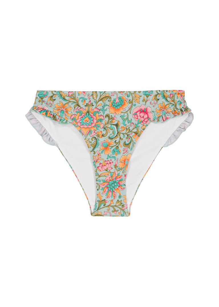 Louise Misha Baya bikini bottom side view – Water River Flowers recycled swimwear