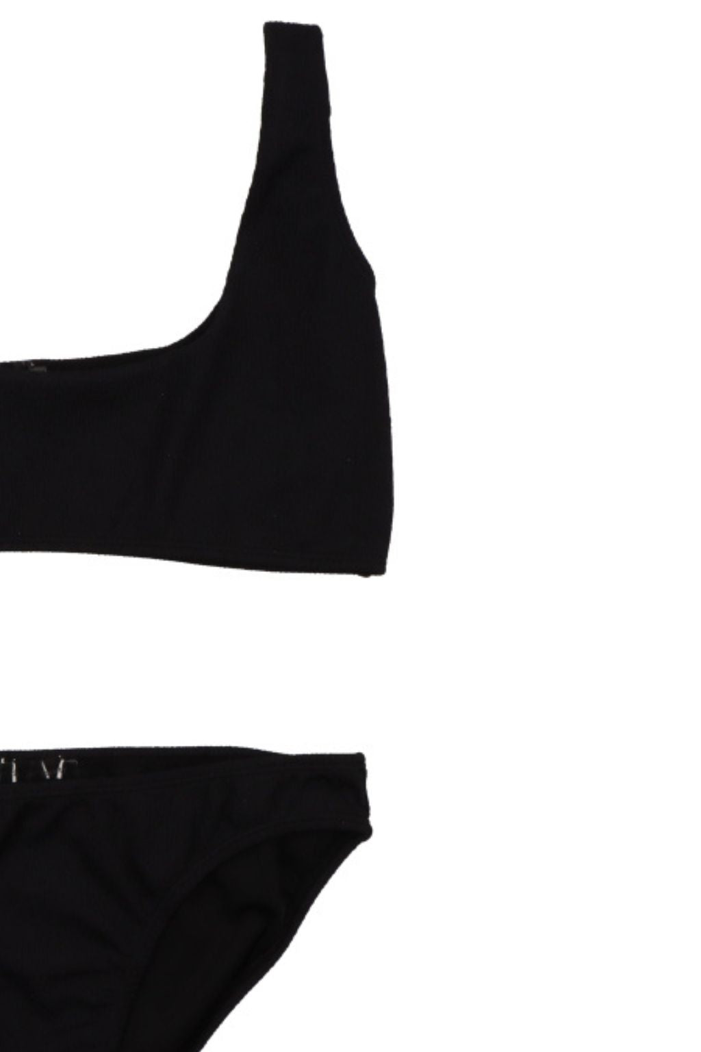 Black bikini set for women, made from recycled fabric with stylish texture online and add to your beachwear capsule wardrobe with timeless black bikini.