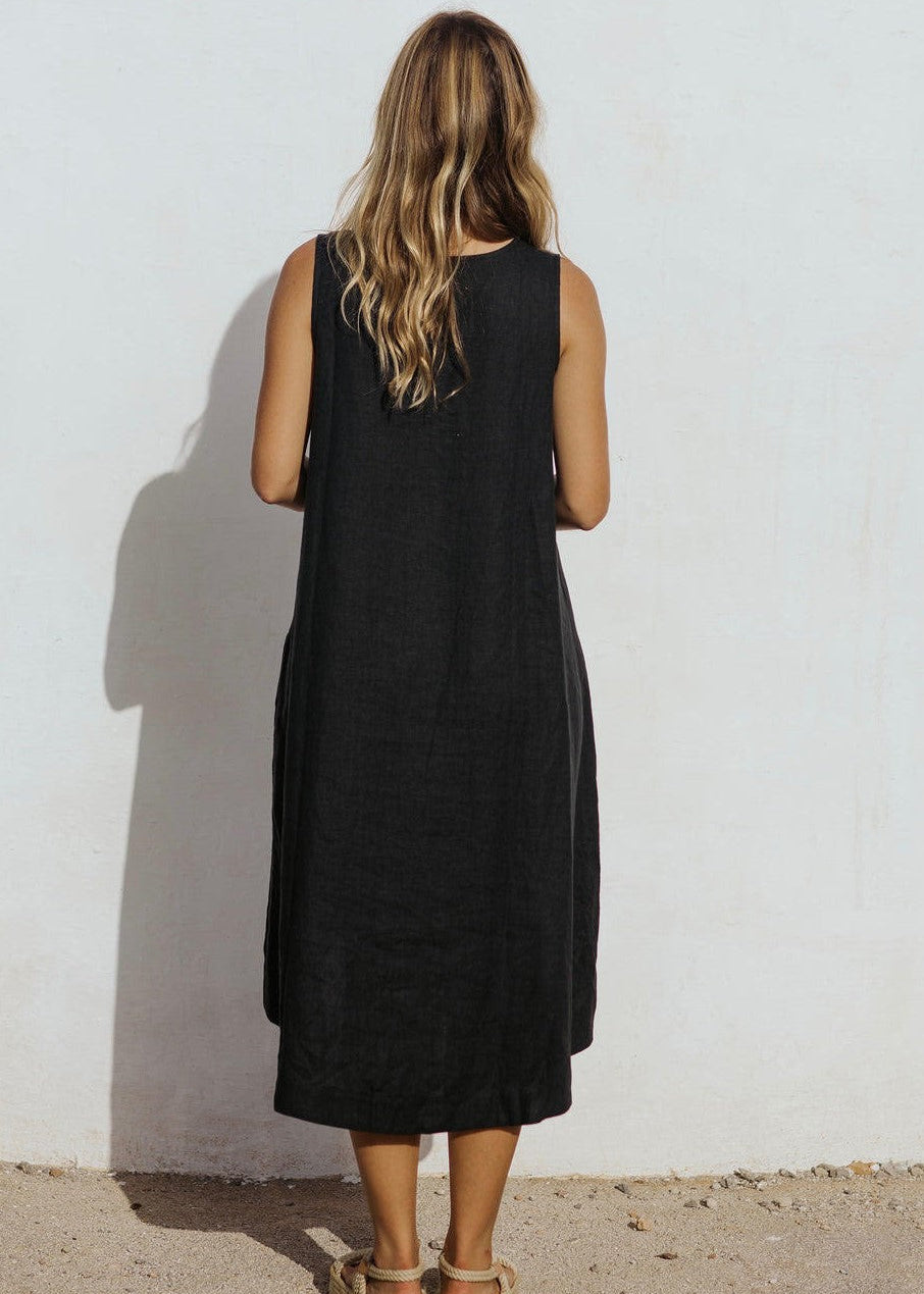 Women Black Linen Dress Royal Toscana | MagicLinen European Linen Milimilu.com Women Black Linen Dress Royal Toscana | MagicLinen European Linen Milimilu.com