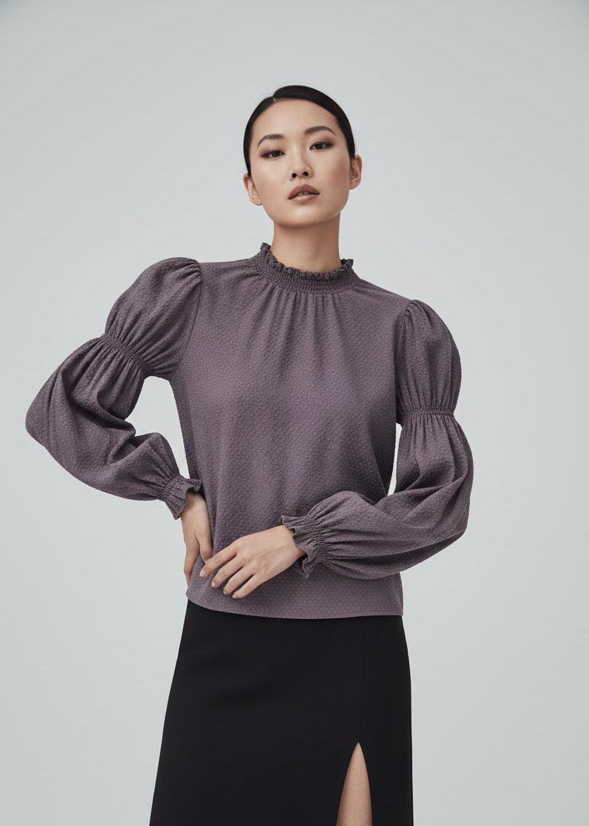 Brigette Women's Organic Cotton Blouse in Plum — The New Society, Hong Kong