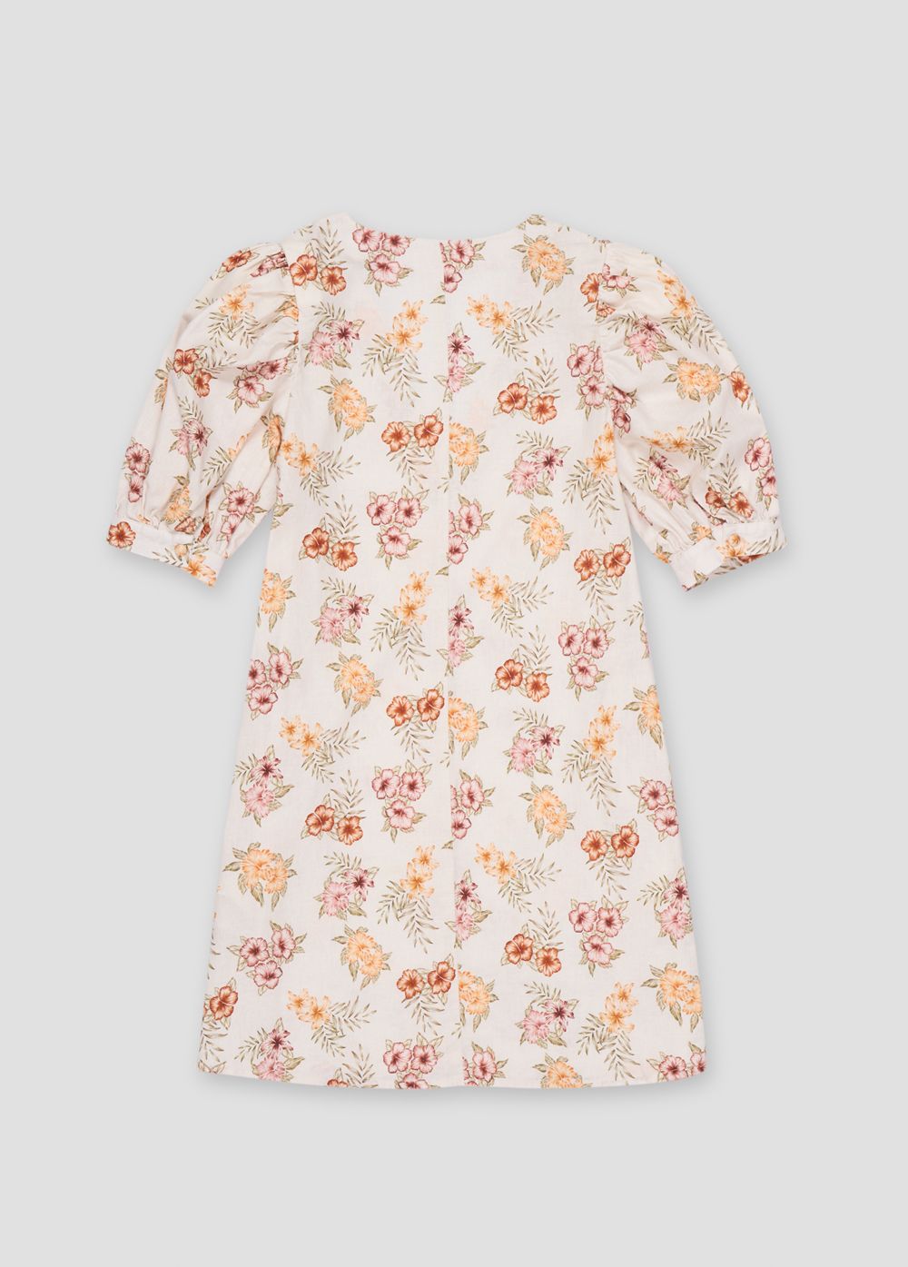 Palermo women linen dress is breathable and lightweight with flower print, short balloon sleeves and pockets. MiliMilu Lifestyle offers women dresses online.