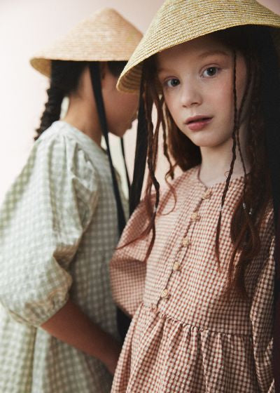 Jellymade Corie tea green check girls dress sustainable kids fashion MiliMilu Hong Kong, Singapore and Australia