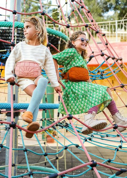 Weatherproof tierra brown waist bag with bronze hardware - recycled materials