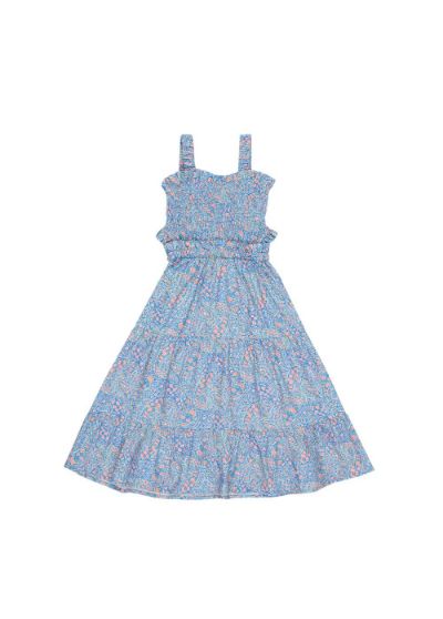 The breathable and lightweight liberty cotton girl's dress with an open back is stylish, and comfortable. The liberty cotton girl's dress is trendy and comfortable and very fashionable for our little fashionistas. Mommy and Me dresses are available for special Mommy and daughter matching. The best summer dress for girl