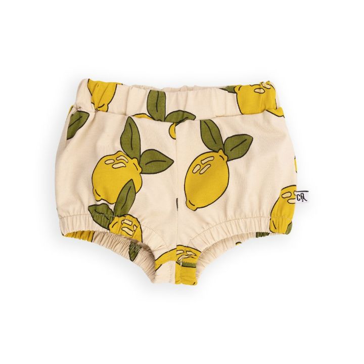 The breathable organic cotton baby bloomer is a must-have for every baby's wardrobe, comfortable and soft for everyday wear. This baby bloomer has a lemon allover print and is made with organic cotton (GOTS) by CarlijnQ . Perfect baby bloomer for baby, baby present and baby shower gift. Baby clothing for hot weather.