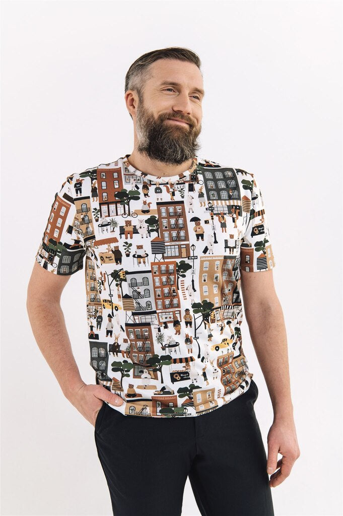 The breathable organic cotton t-shirt for men with a New York city print. The whole family matching is available including Mini Me fashion at MiliMilu Lifestyle