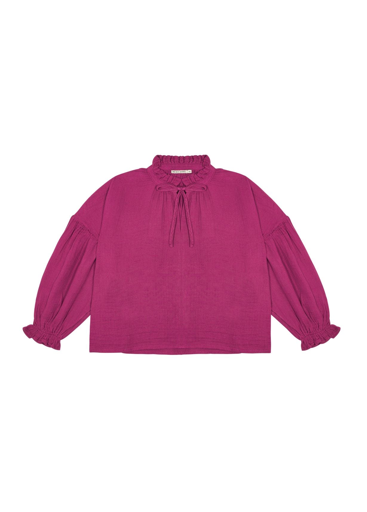 Pink sustainable girls blouse is stylish and comfortable. It is made with organic cotton chiffon with a tie-dye print in burgundy colour for trendy girls.