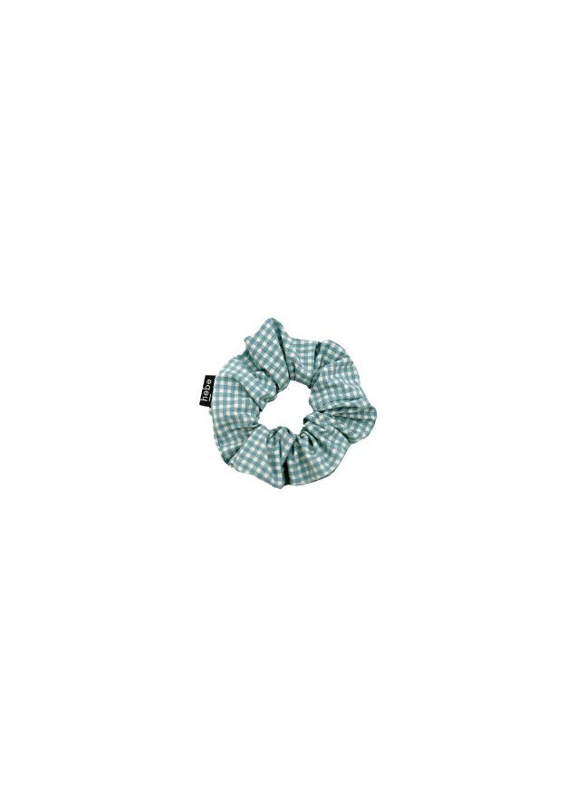 Hebe mint green checkered scrunchie organic cotton GOTS certified hair accessory girls