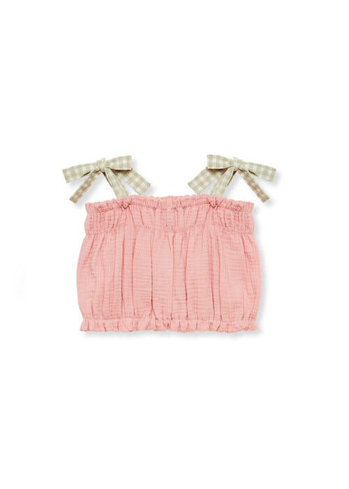 Jellymade Kiaw girls organic cotton crop top rose dawn ruffle chest adjustable straps sustainable fashion SG AU JP