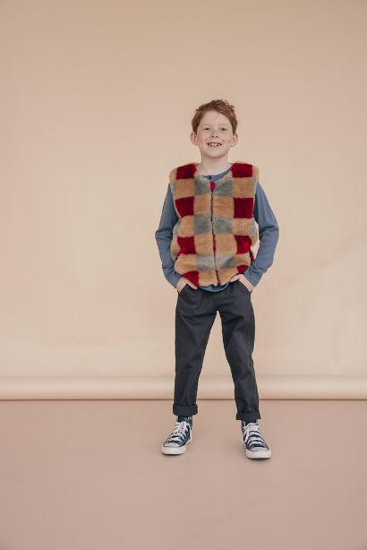 Organic cotton kids & teen chinos in denim can be worn as kids smart trousers or casual pants. The best quality kids chinos, check out the best kids clothing.