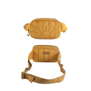 Eco-friendly and sustainable crossbody/waist bag in yellow color for women and kids from Grech&Co, hands-free bag. Made from 100% Eco-Friendly materials and is waterproof, made from recycled plastic bottles, Stylish and sustainable fanny pack for city runs, hikes and day-to-day activities in Hong Kong and Singapore.