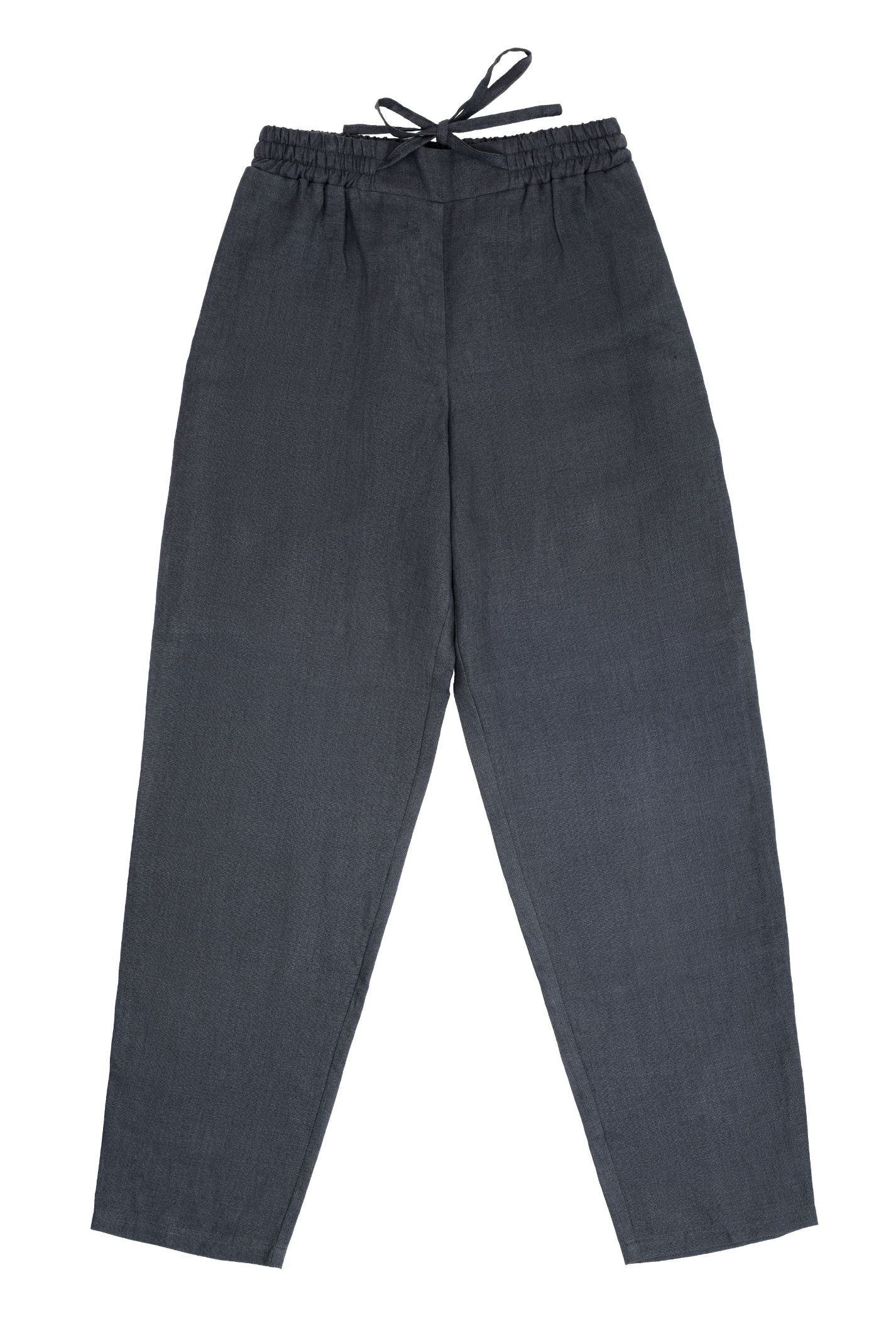 Slow-fashion women's linen joggers are handcrafted from pure linen. Elastic waist makes trousers adjustable to your fit and they come with two side pockets.